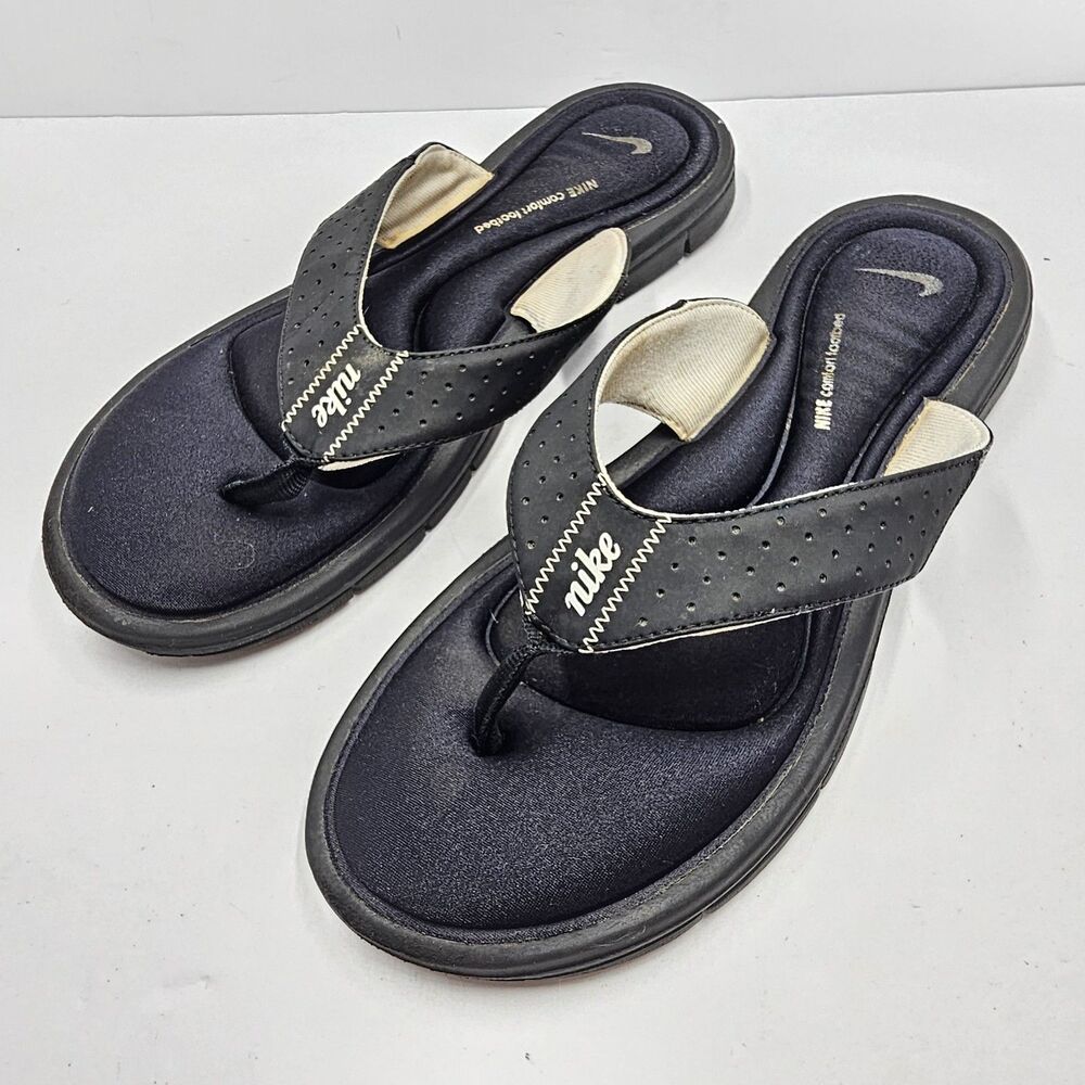 Nike Womens Comfort Footbed Sandals 11 Black Thong Foam Slide Flip Flop Shoe